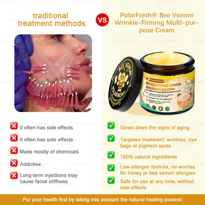 🔥 Made & Shipped from UK | Clinically Proven: PolarFresh® Bee Venom Wrinkle-Firming Multi-purpose Cream with bee venom peptides, botulinum toxin, hyaluronic acid, and collagen💧. Targets wrinkles, fine lines, sagging, stretch marks, dark spots and more