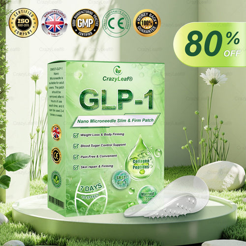 UK Clinically Proven|Official Store | CrazyLeaf® SMGT-GLP-1 Nano Microneedle Patch with Collagen & Matrixyl 3000 丨Targets Obesity, Loose Skin, High Blood Pressure, Diabetes, Fatty Liver, Joint Pain, Brain Fog, Low Energy, Body Aches, and More